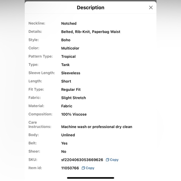 2XL SHEIN VCAY Tropical Print Waist Belted Tank Romper! - Picture 5 of 5